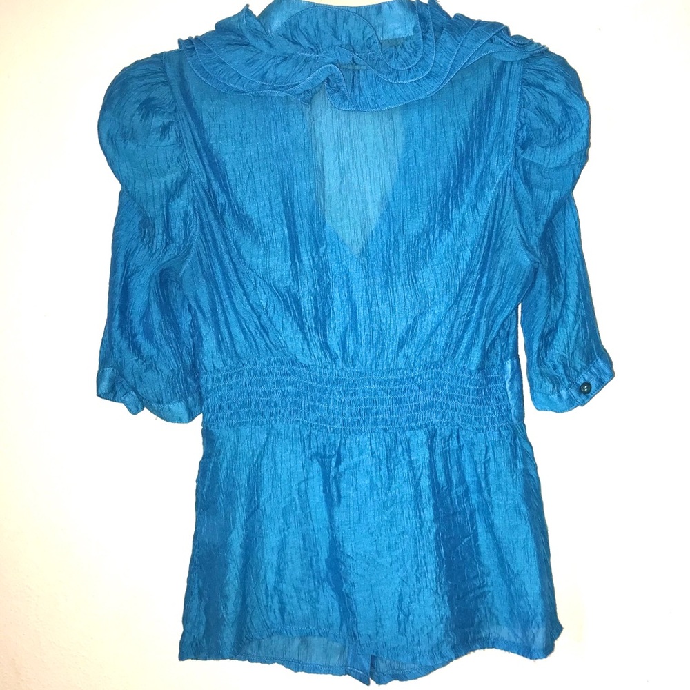 Coalition Ruffled Turquoise Top Size:Small - Picture 2 of 12